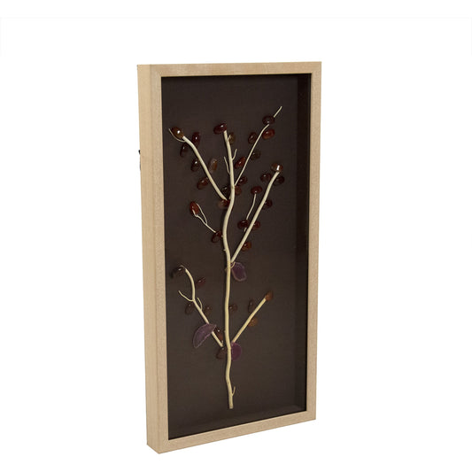 Abstract Geode and Stone Tree I by Zentique in natural and pine wood, geode, linen, glass. Made from pine wood, geode, linen, glass in a modern style.