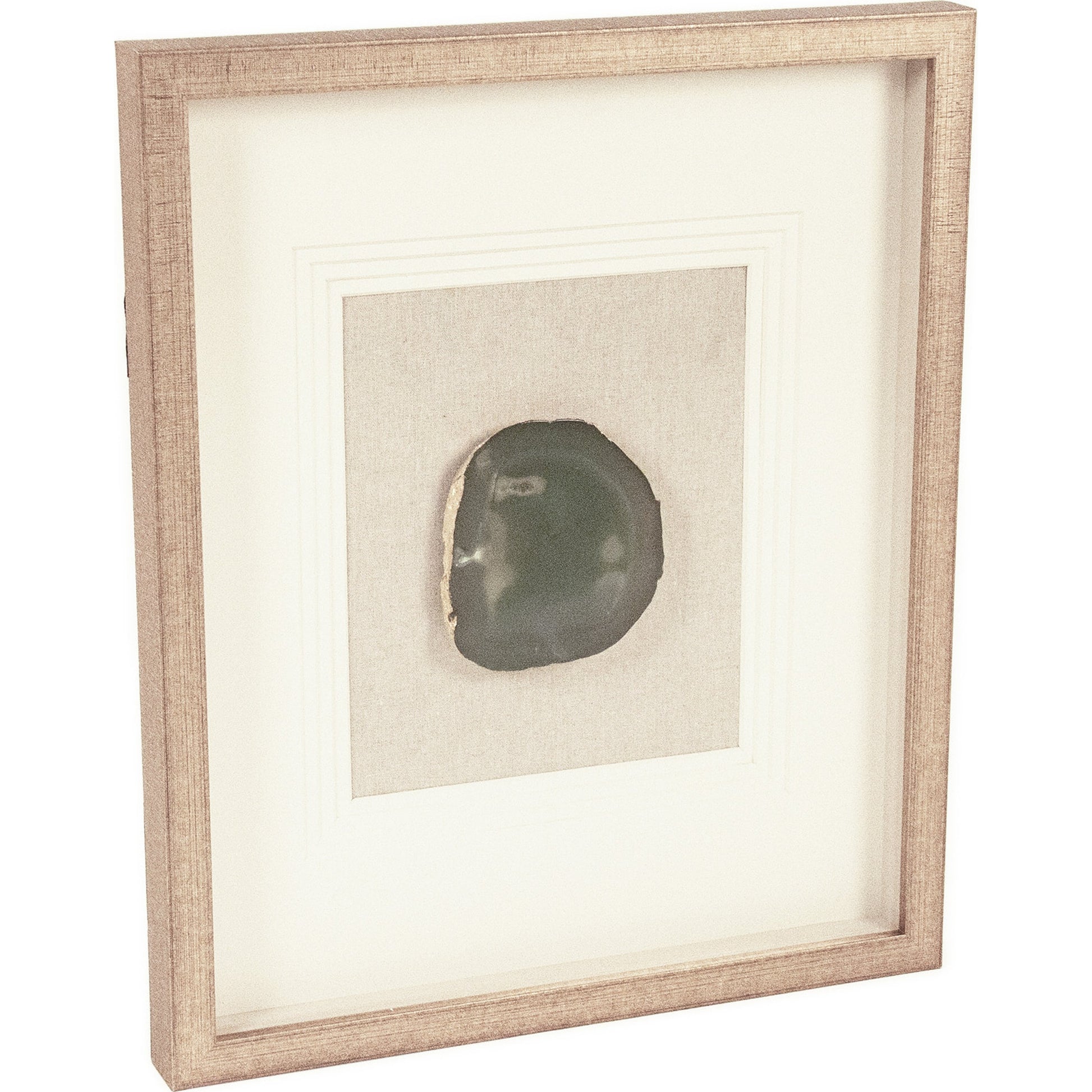 Green Geode Acrylic Wall Art by Zentique in green, white, natural linen, distressed gold and wood, paper, linen, geode. Made from wood, paper, linen, geode in a coastal style.