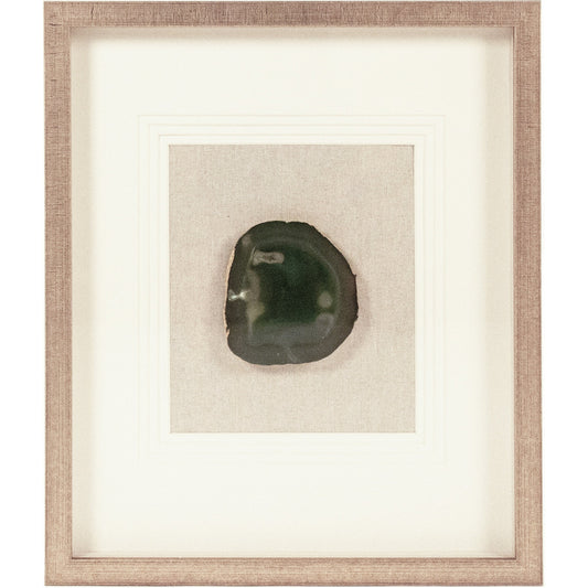 Green Geode Acrylic Wall Art by Zentique in green, white, natural linen, distressed gold and wood, paper, linen, geode. Made from wood, paper, linen, geode in a coastal style.