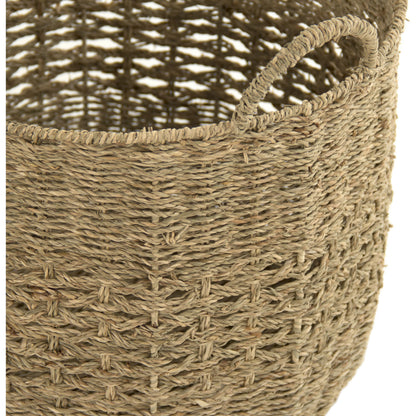 Woven Metal Basket by Zentique in brown and seagrass over metal. Made from seagrass over metal in a cottage & farmhouse style.