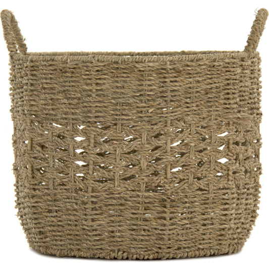 Woven Metal Basket by Zentique in brown and seagrass over metal. Made from seagrass over metal in a cottage & farmhouse style.
