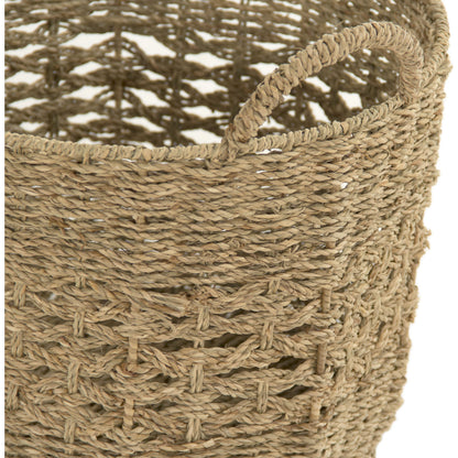 Woven Metal Basket by Zentique in brown and seagrass over metal. Made from seagrass over metal in a cottage & farmhouse style.