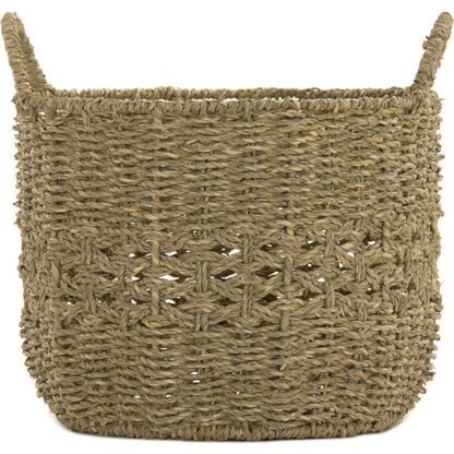 Woven Metal Basket by Zentique in brown and seagrass over metal. Made from seagrass over metal in a cottage & farmhouse style.