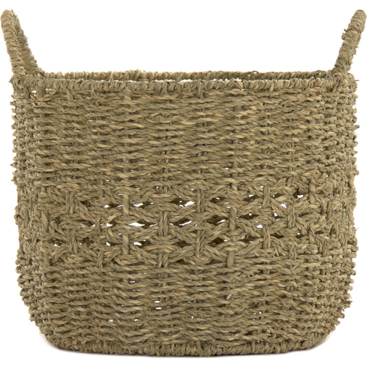 Woven Metal Basket by Zentique in brown and seagrass over metal. Made from seagrass over metal in a cottage & farmhouse style.