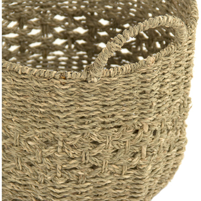 Woven Metal Basket by Zentique in brown and seagrass over metal. Made from seagrass over metal in a cottage & farmhouse style.