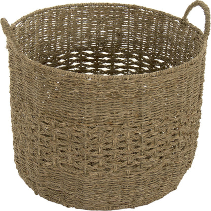 Woven Metal Basket by Zentique in brown and seagrass over metal. Made from seagrass over metal in a cottage & farmhouse style.