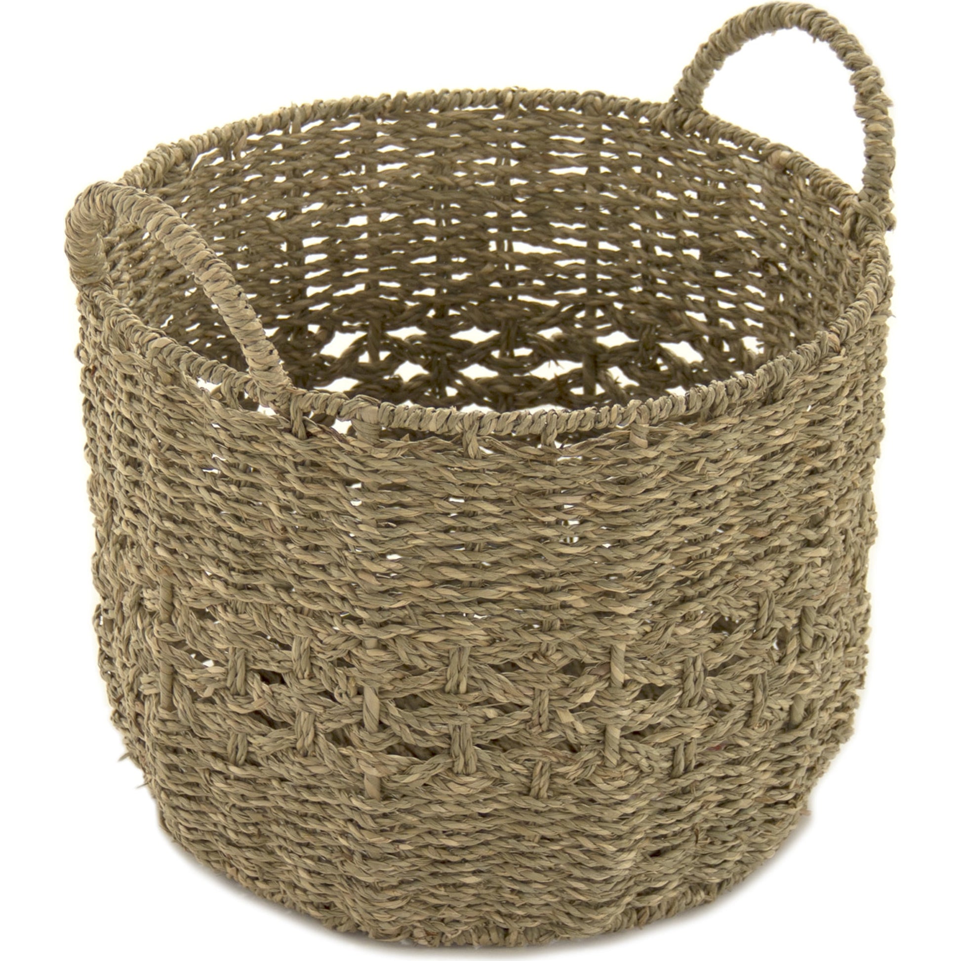 Woven Metal Basket by Zentique in brown and seagrass over metal. Made from seagrass over metal in a cottage & farmhouse style.