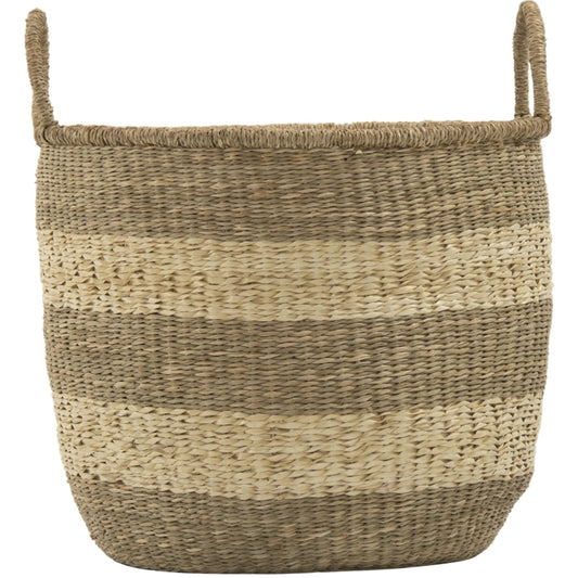 Basket with Handles by Zentique in brown and seagrass, palm leaf. Made from seagrass, palm leaf in a cottage & farmhouse style.
