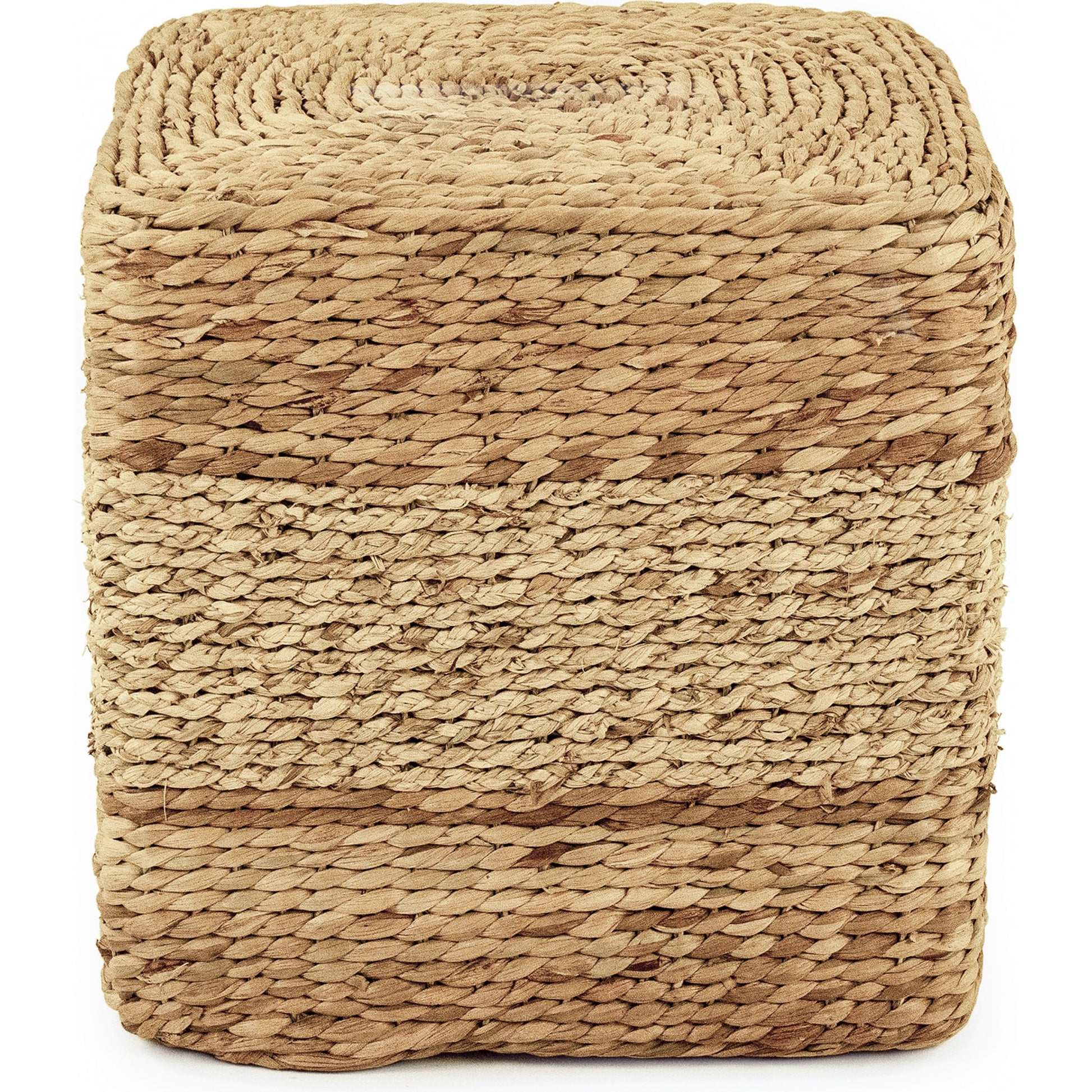 Woven Cylindrical Stool by Zentique in brown, tan and water hyacinth. Made from unique in a coastal style.