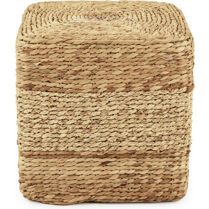 Woven Cylindrical Stool by Zentique in brown, tan and water hyacinth. Made from unique in a coastal style.
