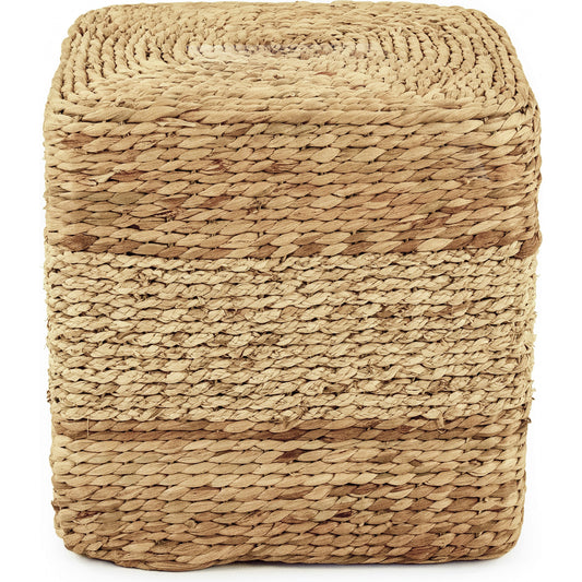 Woven Cylindrical Stool by Zentique in brown, tan and water hyacinth. Made from unique in a coastal style.