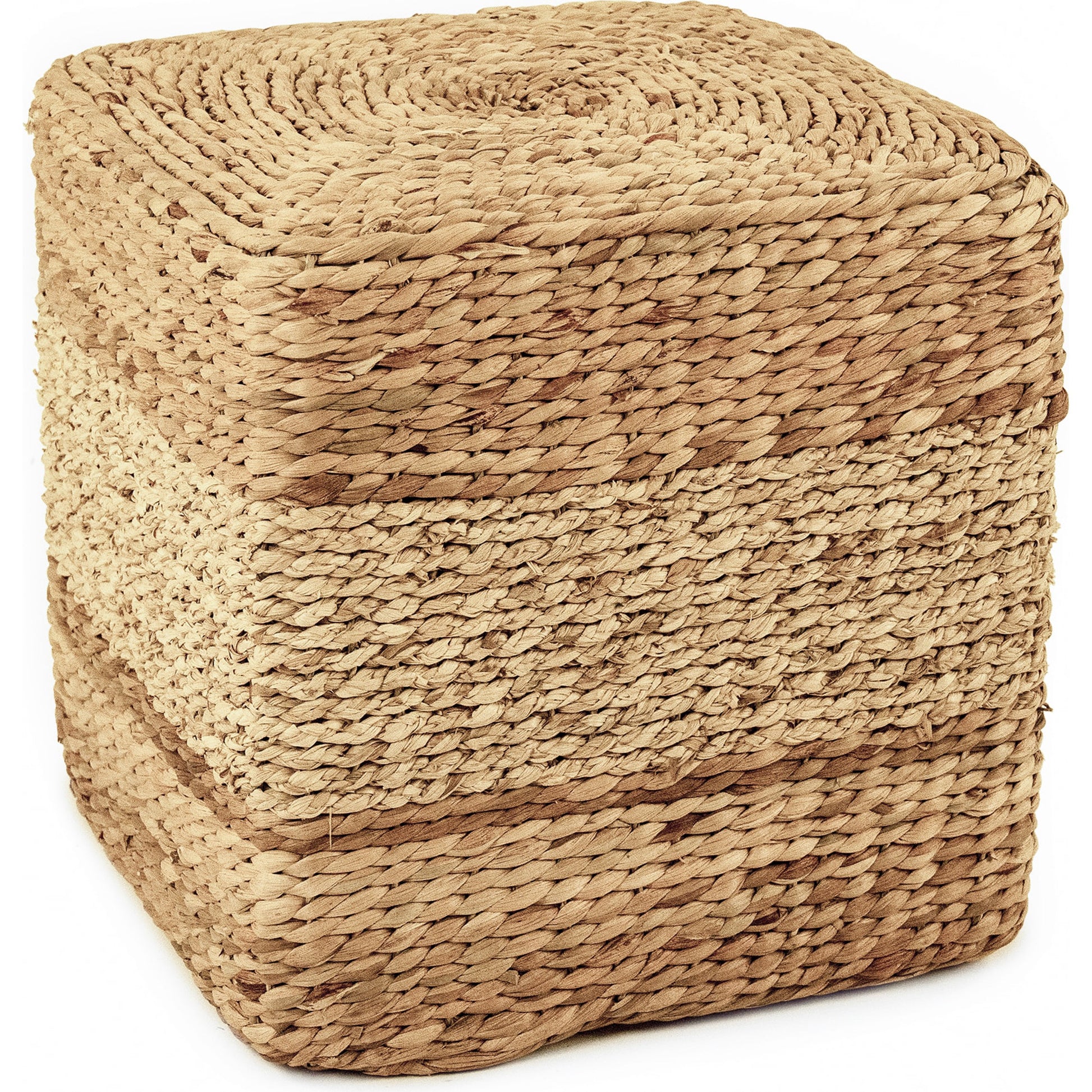 Woven Cylindrical Stool by Zentique in brown, tan and water hyacinth. Made from unique in a coastal style.