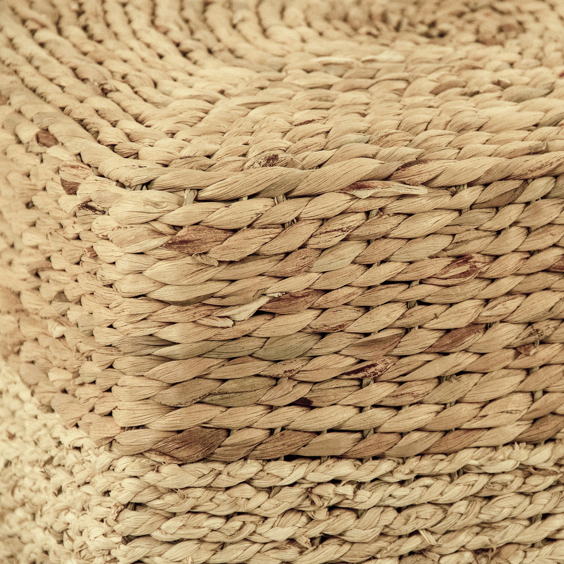 Woven Cylindrical Stool by Zentique in brown, tan and water hyacinth. Made from unique in a coastal style.
