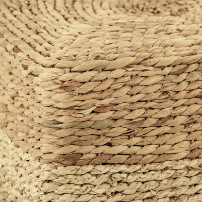 Woven Cylindrical Stool by Zentique in brown, tan and water hyacinth. Made from unique in a coastal style.