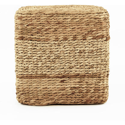 Woven Cylindrical Stool by Zentique in brown, tan and water hyacinth. Made from unique in a coastal style.
