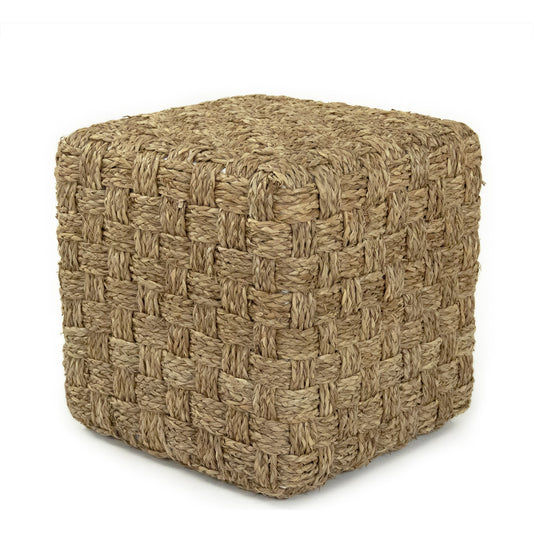 Woven Seagrass Pouf by Zentique in brown. Made from seagrass in a coastal style.