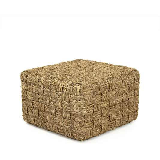 Woven Seagrass Pouf by Zentique in brown. Made from seagrass in a coastal style.