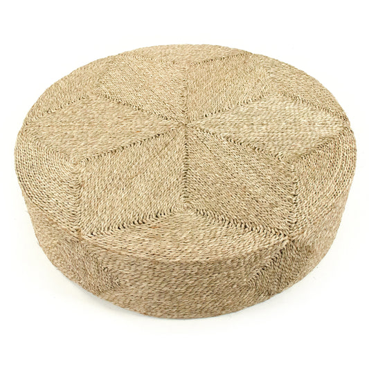 Woven Seagrass Round Pouf by Zentique in brown and seagrass. Made from seagrass in a transitional style.