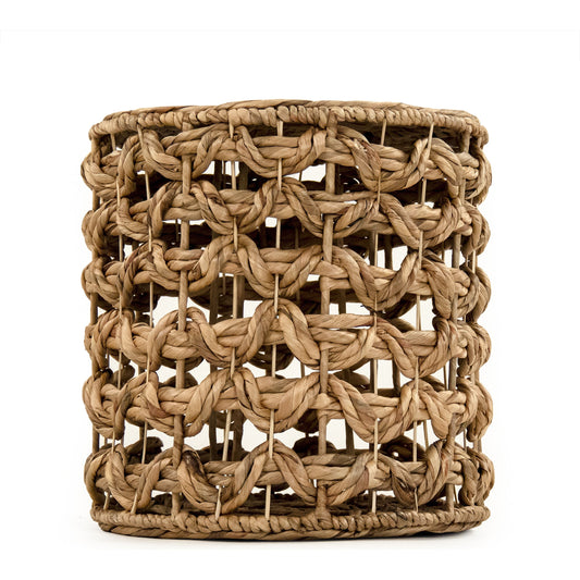 Woven Stool by Zentique in brown and water hyacinth. Made from unique in a coastal style.