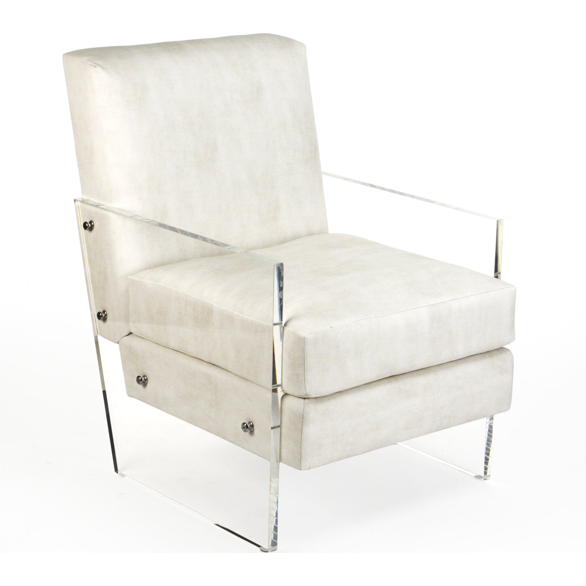 Charles Acrylic Chair by Zentique in white vinyl and acrylic. Made from acrylic in a modern style.