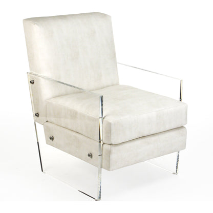Charles Acrylic Chair by Zentique in white vinyl and acrylic. Made from acrylic in a modern style.