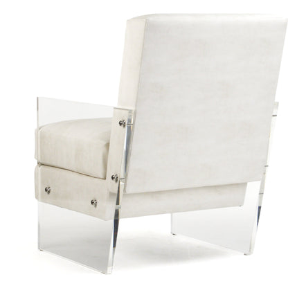 Charles Acrylic Chair by Zentique in white vinyl and acrylic. Made from acrylic in a modern style.