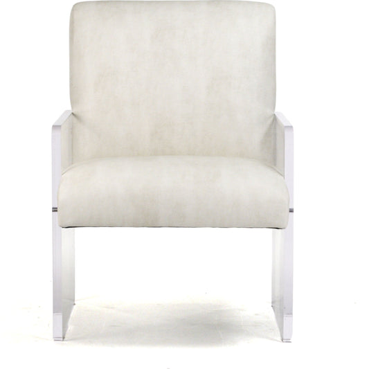 Emile Acrylic Chair by Zentique in white vinyl and acrylic. Made from acrylic in a modern style.
