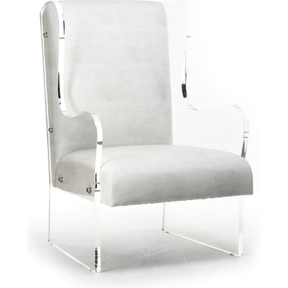 Acrylic Wingback Chair by Zentique in white vinyl and acrylic. Made from acrylic in a modern style.