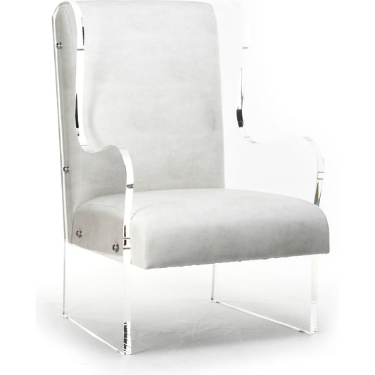 Acrylic Wingback Chair by Zentique in white vinyl and acrylic. Made from acrylic in a modern style.