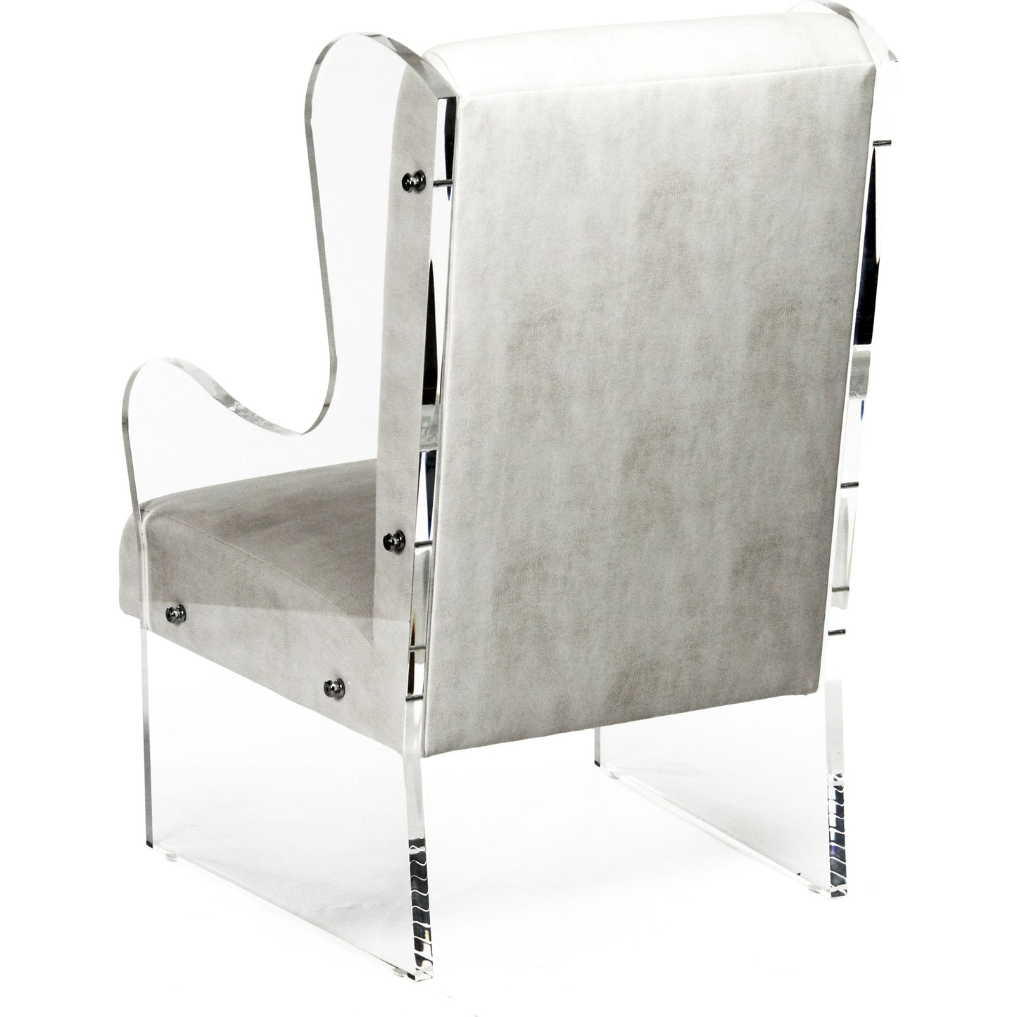 002 S-336467 | Additional Silo | Acrylic Wingback Chair by Zentique in white vinyl and acrylic. Made from acrylic in a modern style.