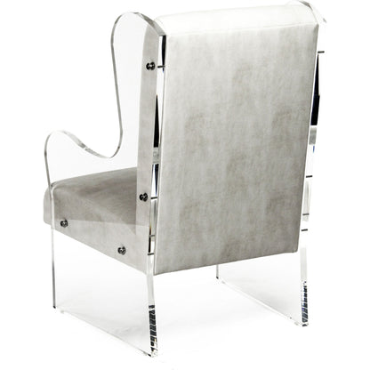 Acrylic Wingback Chair by Zentique in white vinyl and acrylic. Made from acrylic in a modern style.