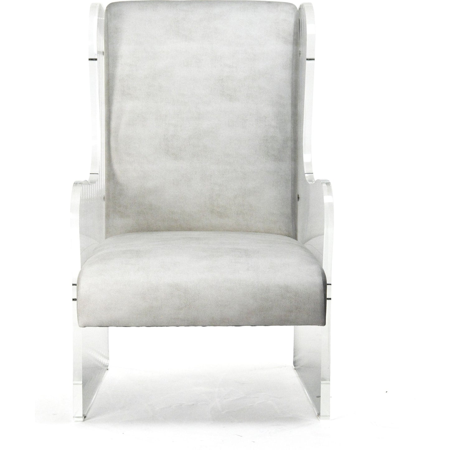 003 S-336467 | Additional Silo | Acrylic Wingback Chair by Zentique in white vinyl and acrylic. Made from acrylic in a modern style.