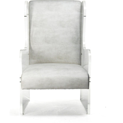 Acrylic Wingback Chair by Zentique in white vinyl and acrylic. Made from acrylic in a modern style.