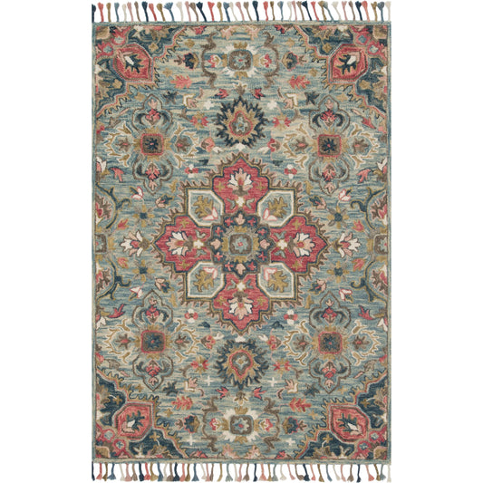 Zharah ZR-13 Rug by Loloi in light blue, multi. Made from 100% wool in a transitional style.