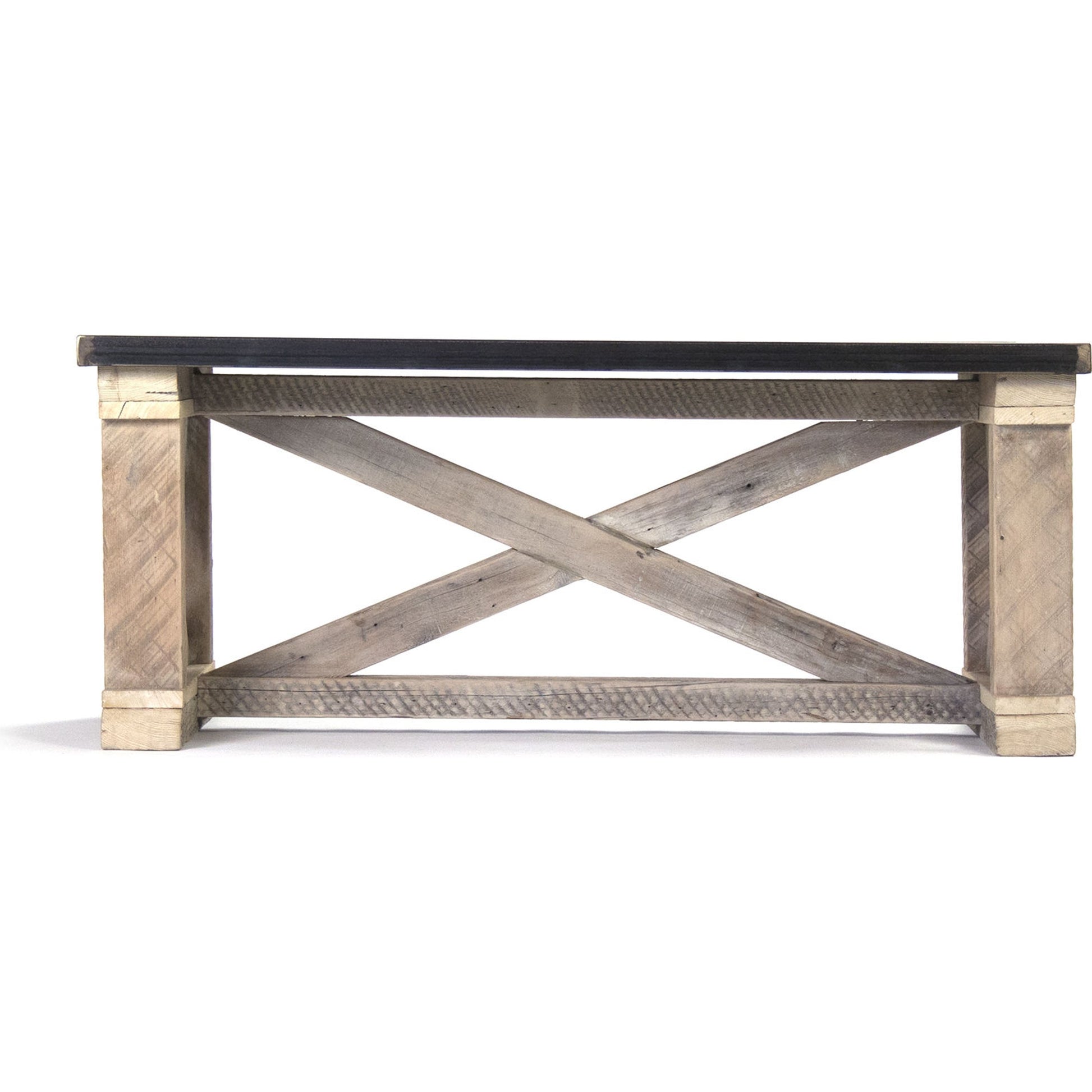 Valerie Coffee Table by Zentique in copper, light brown and rust, copper finish sealed with lacquer top, reclaimed heart pine base. Made from unique in a transitional style.