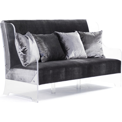 Acrylic Sofa by Zentique in natural linen and acrylic, reclaimed oak. Made from unique in a modern style.