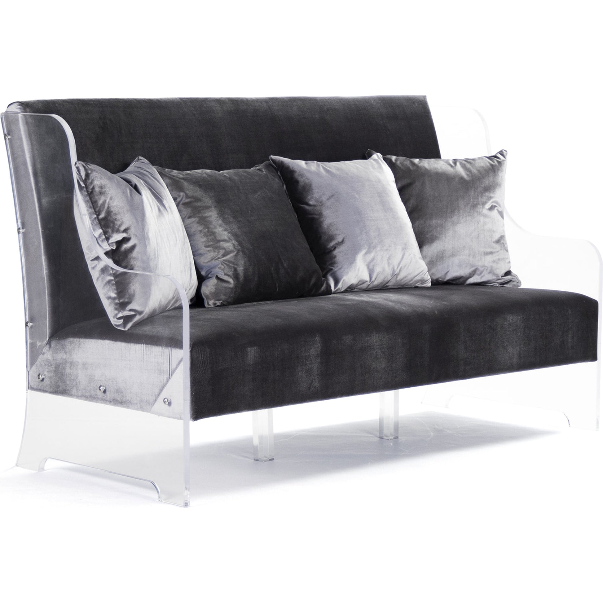 Acrylic Sofa by Zentique in natural linen and acrylic, reclaimed oak. Made from unique in a modern style.