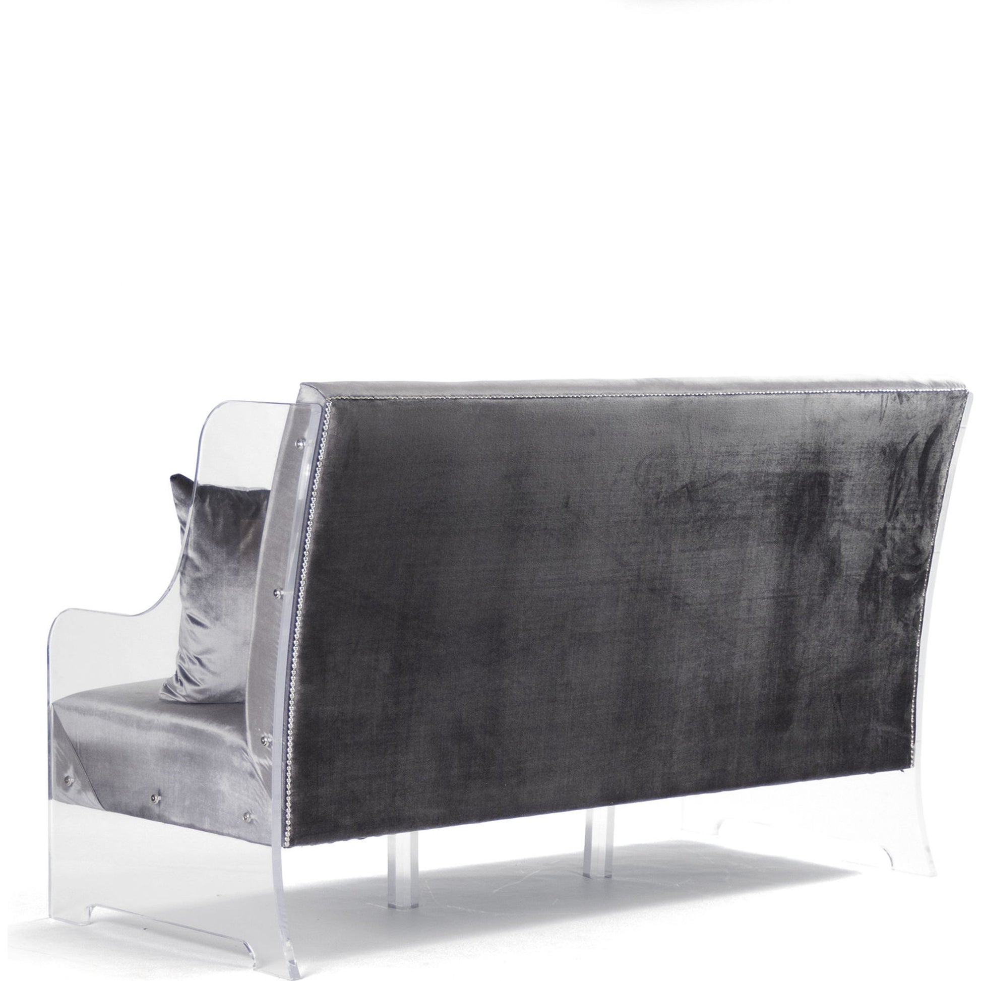 Acrylic Sofa by Zentique in natural linen and acrylic, reclaimed oak. Made from unique in a modern style.
