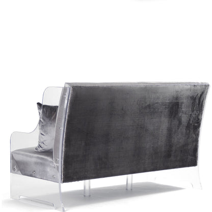 Acrylic Sofa by Zentique in natural linen and acrylic, reclaimed oak. Made from unique in a modern style.