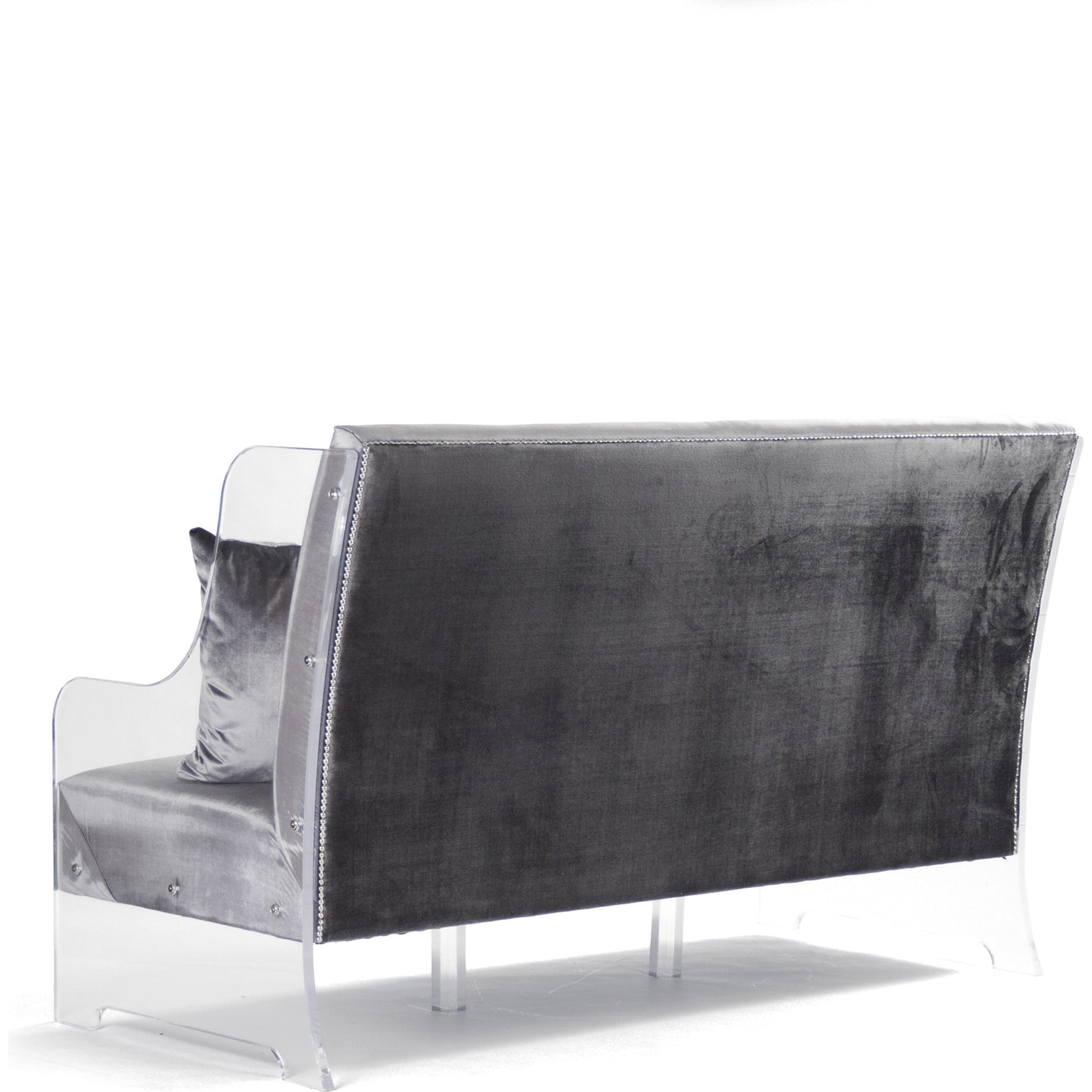 Acrylic Sofa by Zentique in natural linen and acrylic, reclaimed oak. Made from unique in a modern style.
