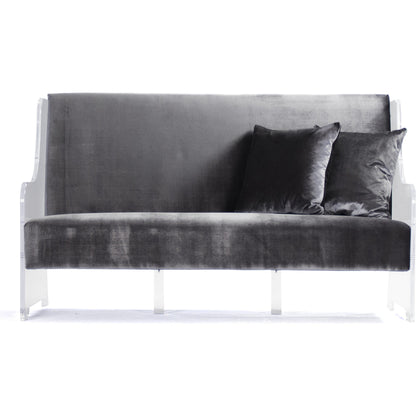 Acrylic Sofa by Zentique in natural linen and acrylic, reclaimed oak. Made from unique in a modern style.