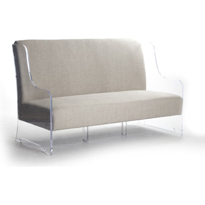 Acrylic Sofa by Zentique in natural linen and acrylic, reclaimed oak. Made from unique in a modern style.