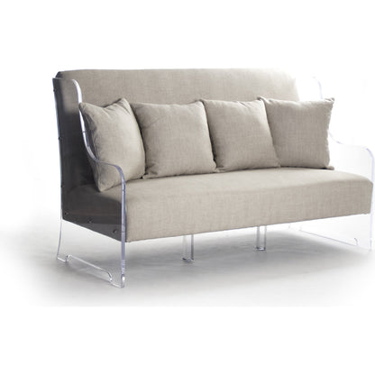 Acrylic Sofa by Zentique in natural linen and acrylic, reclaimed oak. Made from unique in a modern style.