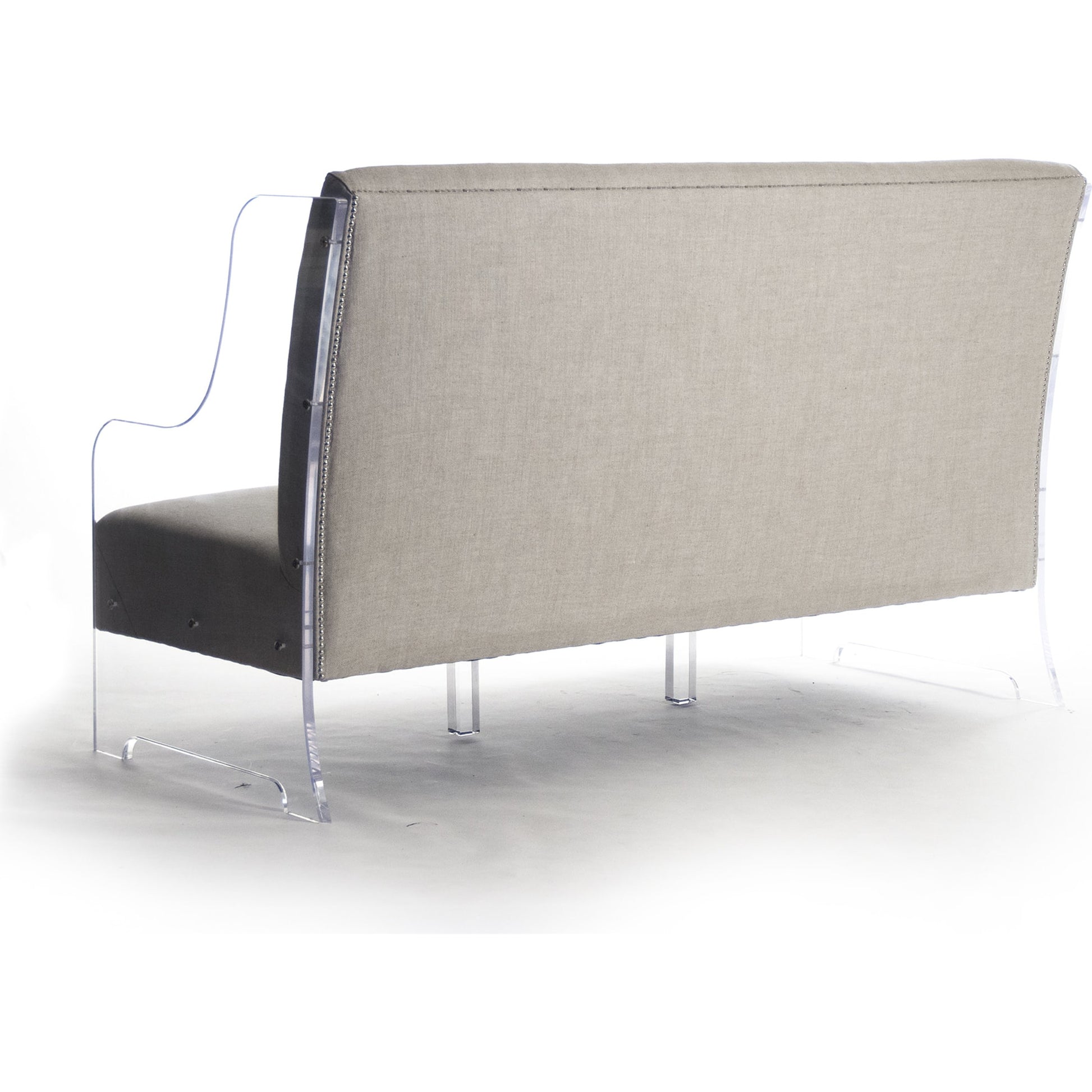 Acrylic Sofa by Zentique in natural linen and acrylic, reclaimed oak. Made from unique in a modern style.