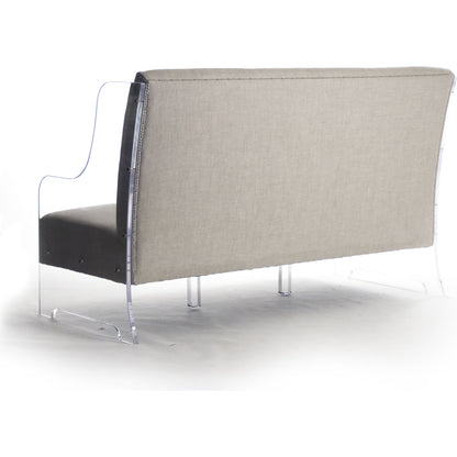 Acrylic Sofa by Zentique in natural linen and acrylic, reclaimed oak. Made from unique in a modern style.