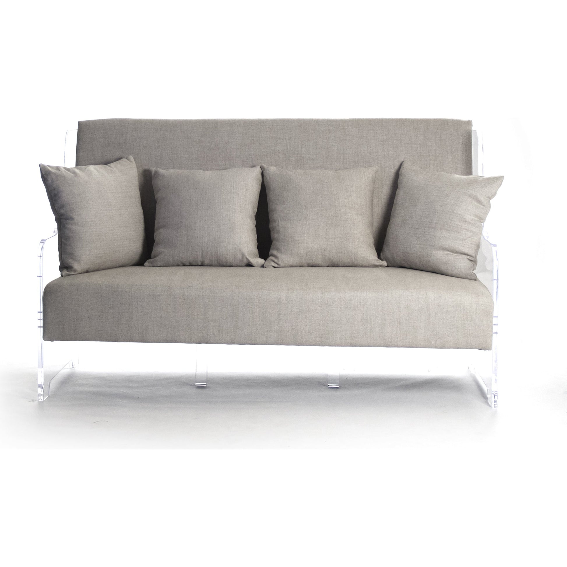 Acrylic Sofa by Zentique in natural linen and acrylic, reclaimed oak. Made from unique in a modern style.