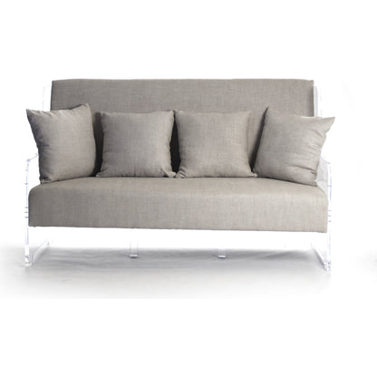 Acrylic Sofa by Zentique in natural linen and acrylic, reclaimed oak. Made from unique in a modern style.
