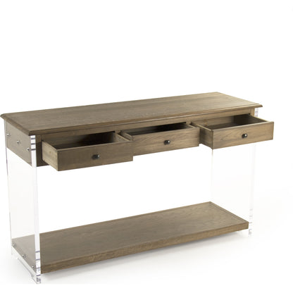 Talon Console by Zentique in brown, clear and oak, acrylic. Made from unique in a modern style.