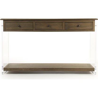 Talon Console by Zentique in brown, clear and oak, acrylic. Made from unique in a modern style.