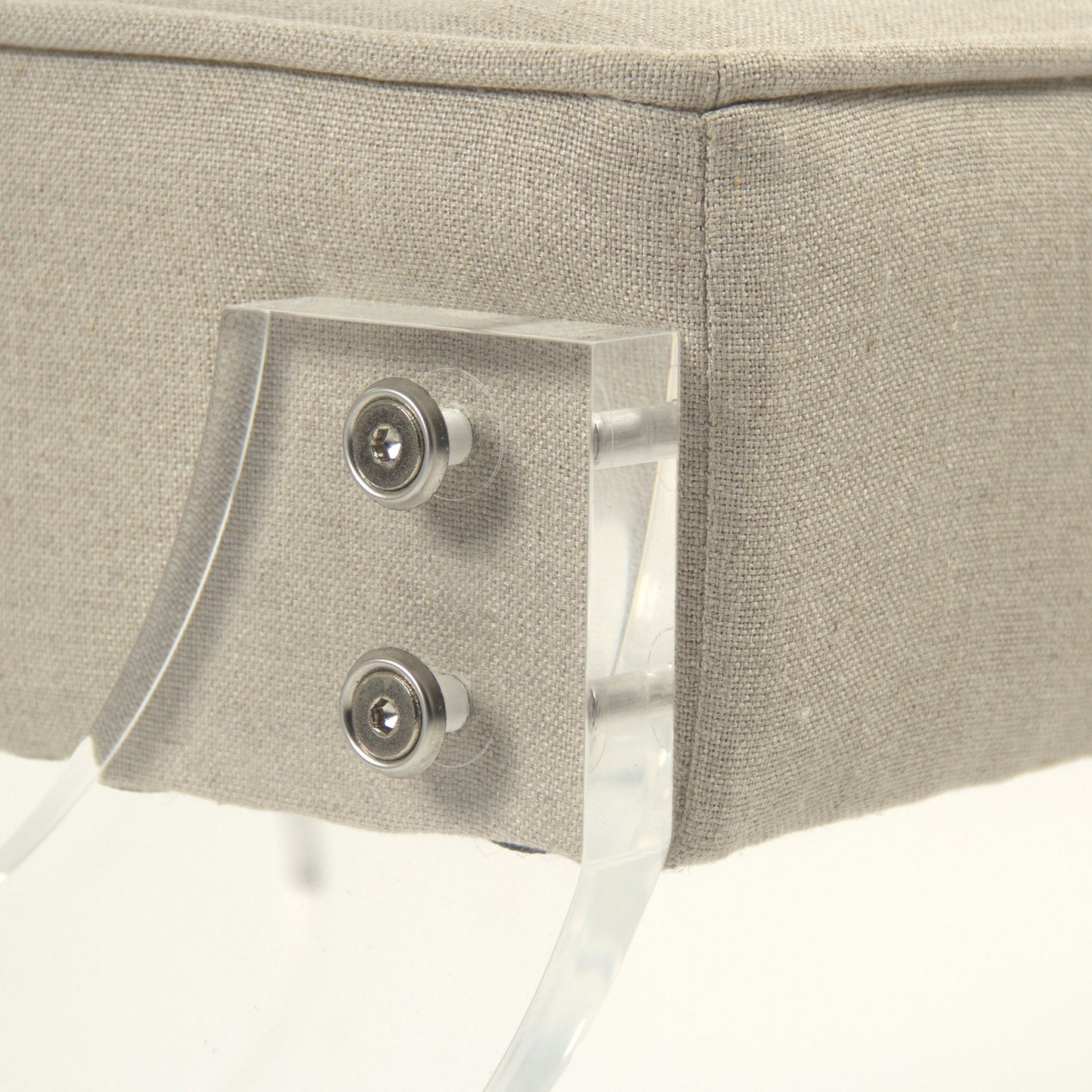 001 S-337838 | Closeup | Melodie Stool by Zentique in natural linen and acrylic. Made from unique in a modern style.